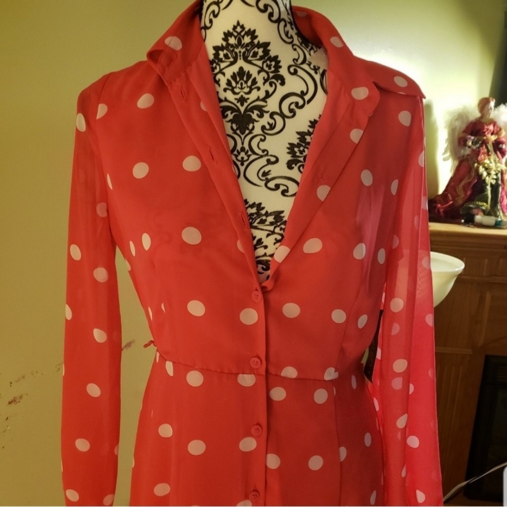 Long Eva Mendes Polka Dot Dress 👗 - Picture 6 of 8